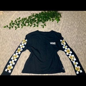 Black Vans Sunflower Longsleeve Crop Top